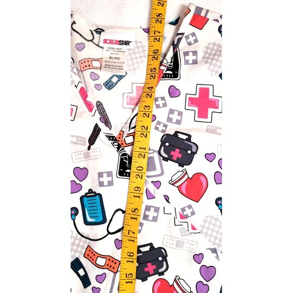 Womens Scrubs Lot 3 Tops 1 Pants Sz XL Healing Hands Scrubstar Wonderwink - Picture 4 of 13